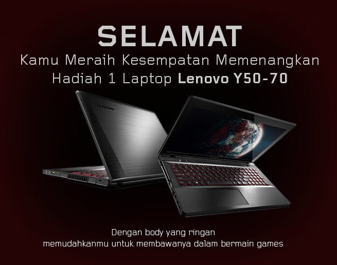 Main Game Berhadiah Laptop Lenovo Gaming Series Y50-70 