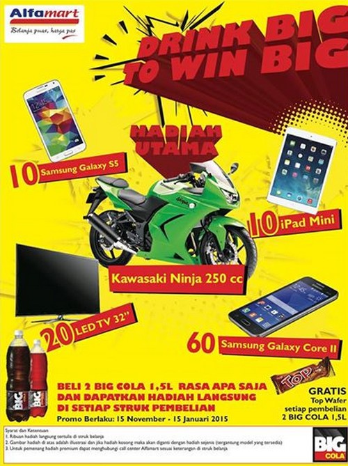 promo drink big to win big alfamart berhadiah ninja 250cc