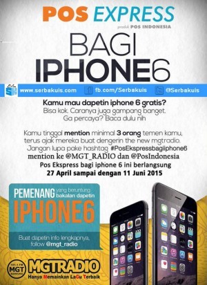 Kuis Twitter Pos Express Berhadiah iPhone 6 Gratis