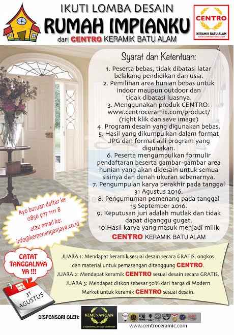 Lomba Desain Rumah Impianku Berhadiah Keramik  Centro  GRATIS