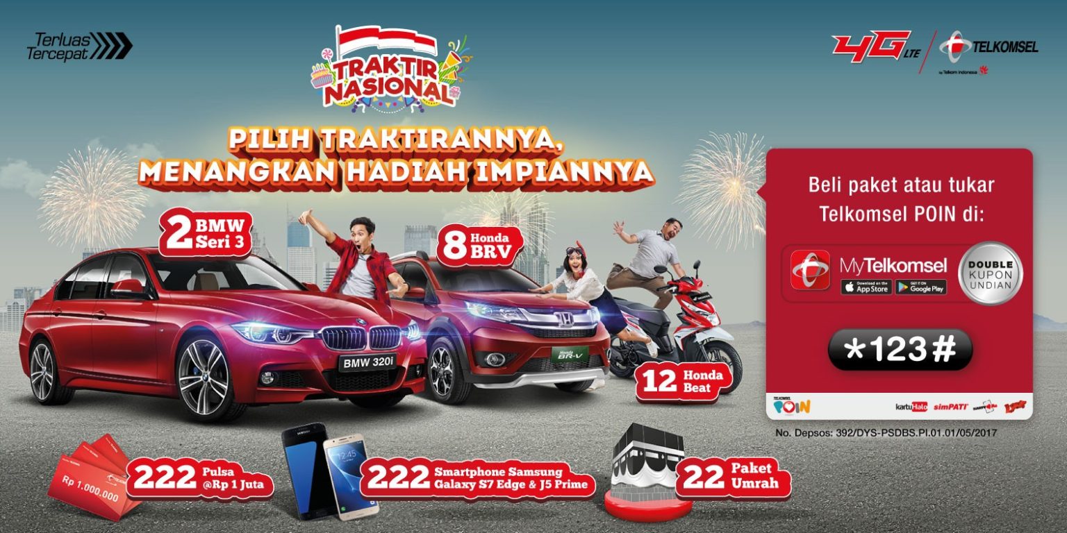 Undian Telkomsel Traktir Nasional Berhadiah 10 Mobil Mewah, 12 Motor ...