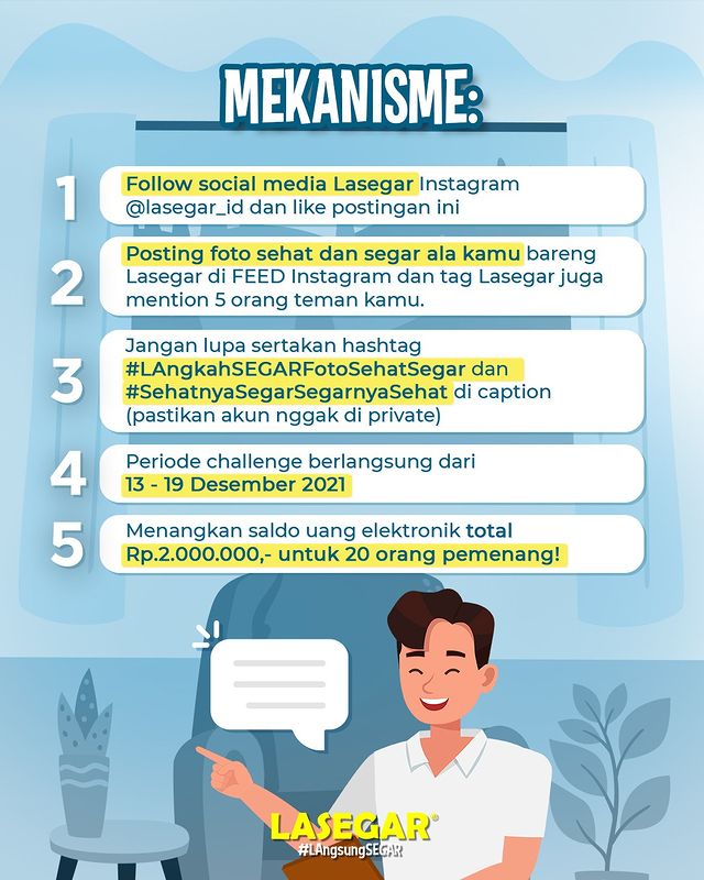 Mekanisme Lomba Foto Sehat Segar Berhadiah E-Money 2 Juta Untuk 20 Pemenang