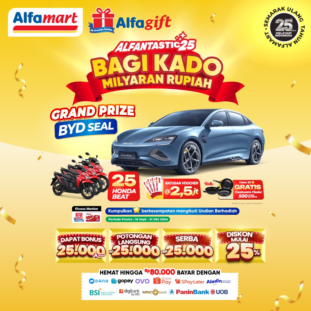 Undian Alfantastic 25 Berhadiah Mobil Listrik BYD SEAL