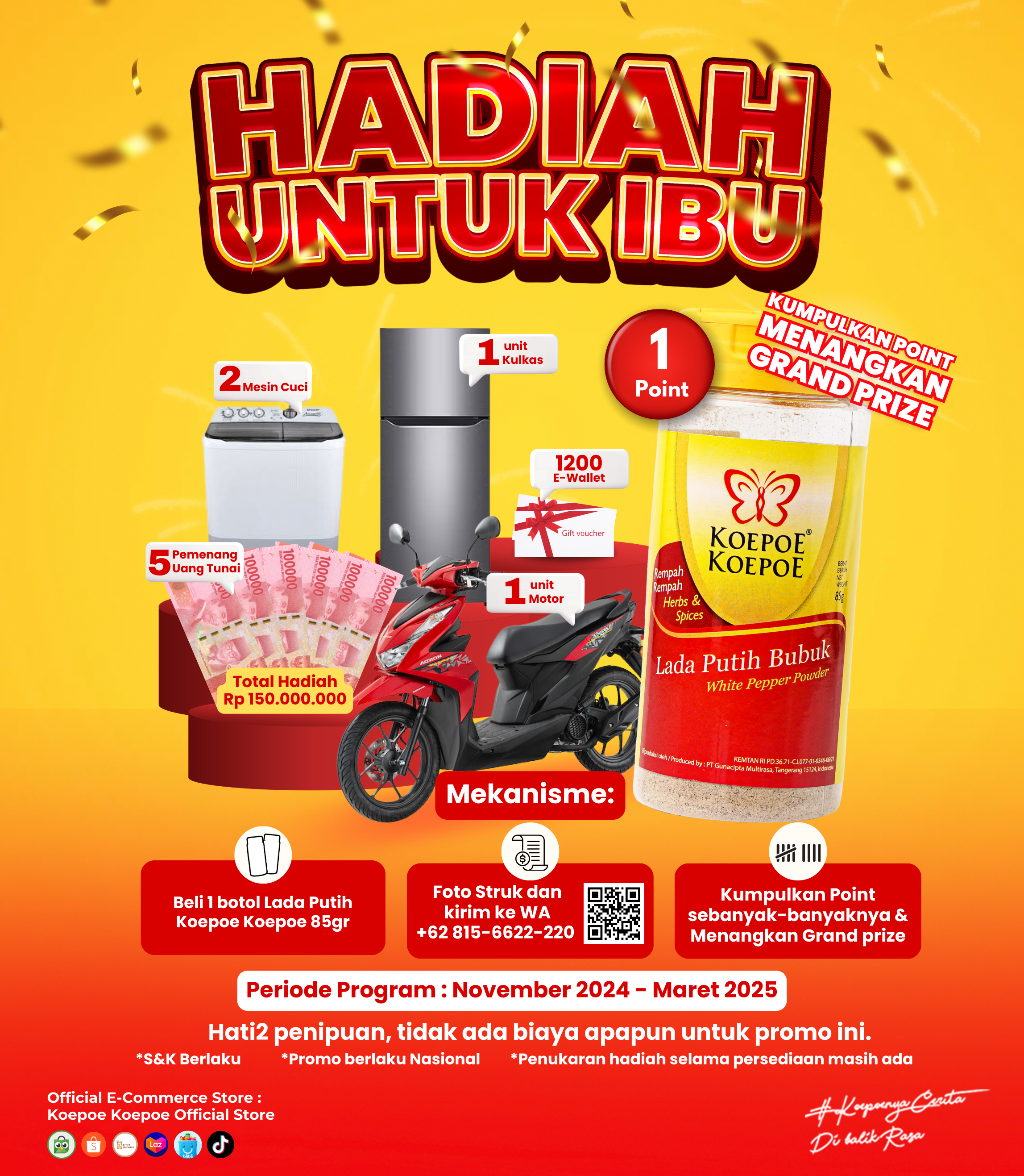 Undian Hadiah Untuk Ibu Berhadiah Uang 150jt, Motor, Kulkas, dll