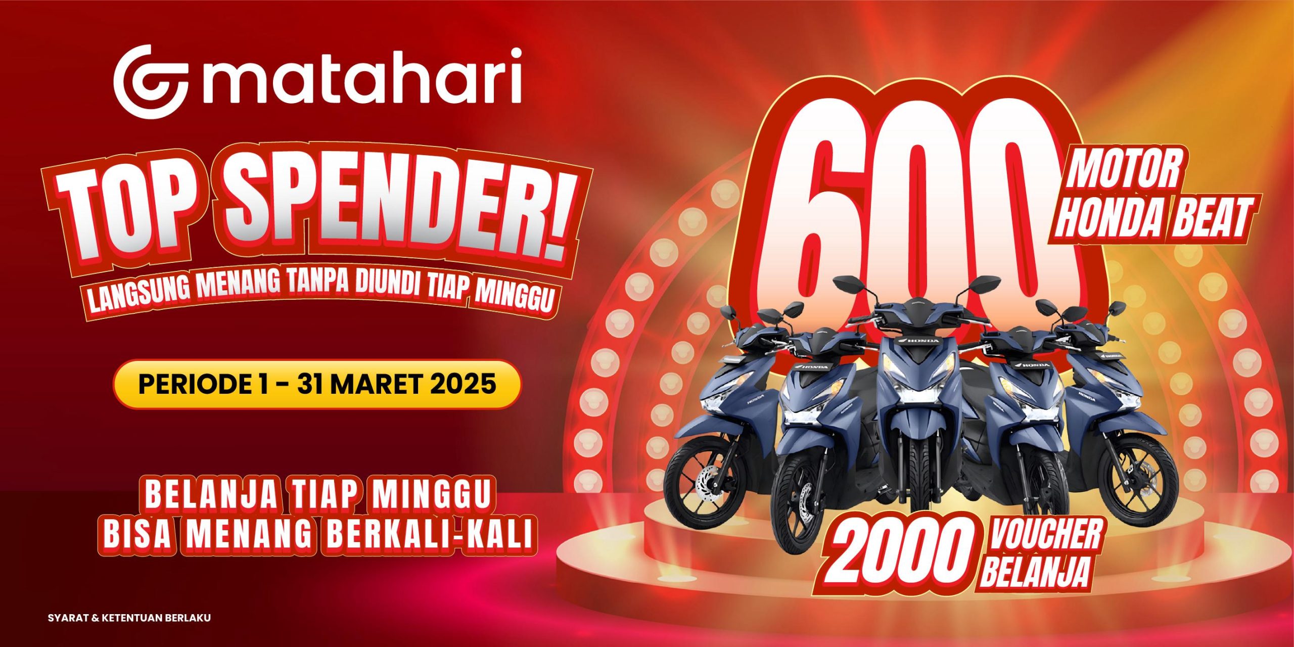 TANPA UNDIAN! Matahari Bagikan Hadiah 600 Motor Honda Beat