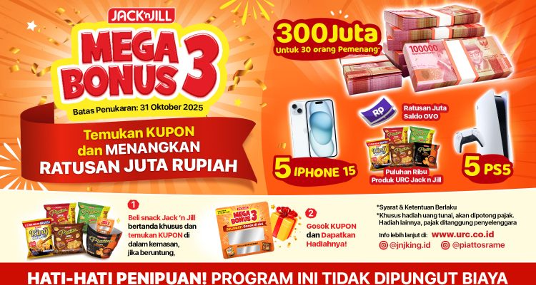 Promo Gosok Kupon Mega Bonus 3 Jack 'n Jill, Hadiah Ratusan Juta